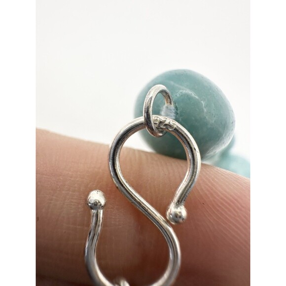 GSJ 925 Sterling Silver Amazonite Chunky Beaded Necklace 19” - Picture 8 of 9